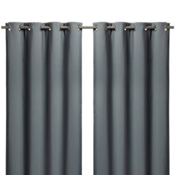 GoodHome Vestris Grey Plain Blackout & Thermal Eyelet Curtain (W)167Cm (L)228Cm, Pair - thumbnail 1