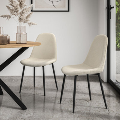 More4Homes Set Of 4 Maya Boucle Dining Chair Modern Padded Seat Metal Legs Kitchen (Ivory White) - image 1
