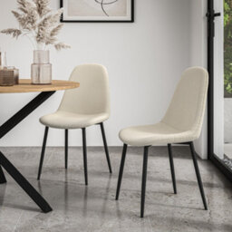 More4Homes Set Of 4 Maya Boucle Dining Chair Modern Padded Seat Metal Legs Kitchen (Ivory White) - thumbnail 1