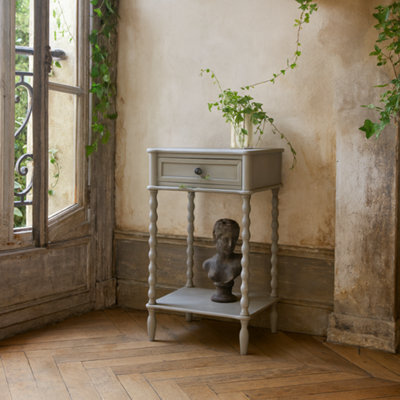 Wyld Haus Thuy Grey Wooden Bedside Table With Drawer And Lower Shelf 850mm - image 1