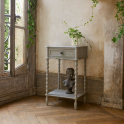 Wyld Haus Thuy Grey Wooden Bedside Table With Drawer And Lower Shelf 850mm - thumbnail 1