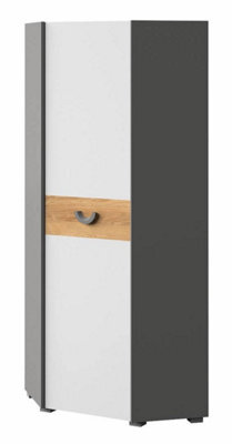Arte Carini Compact Corner Wardrobe In Grey & Oak Nash - W730mm X H1900mm X D730mm - image 1