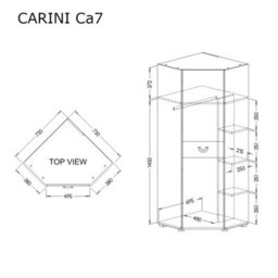 Arte Carini Compact Corner Wardrobe In Grey & Oak Nash - W730mm X H1900mm X D730mm - thumbnail 3