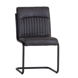 Hommoo Industrial Style Pu Leather Padded Seat Dining Chair Dark Grey (Set Of - 2) - thumbnail 2