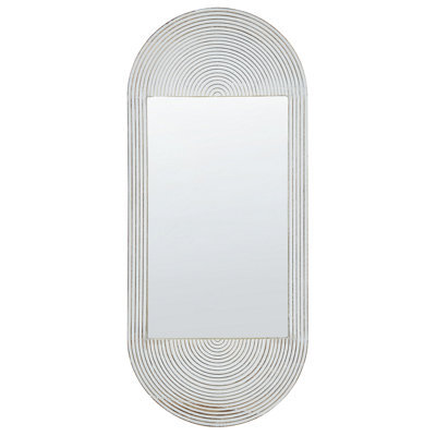 Beliani Wall Mirror Briant 56 Cm 130 Cm Mango Wood White - image 1