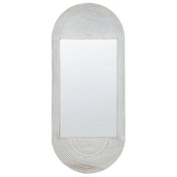 Beliani Wall Mirror Briant 56 Cm 130 Cm Mango Wood White