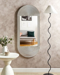 Beliani Wall Mirror Briant 56 Cm 130 Cm Mango Wood White - thumbnail 2