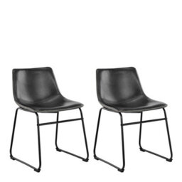 Wyld Haus Set Of 2 Bogense Black Faux Leather Dining Chairs With Cream Zigzag Stitching - thumbnail 2