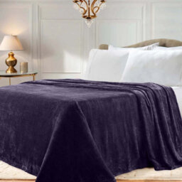 Ameha Fleece Plain Blanket, Lightweight & Reversible Throw For Travel, Bed & Sofa Blanket, Purple Single 130X150Cm - thumbnail 6
