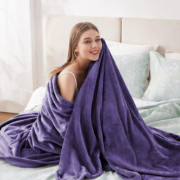 Ameha Fleece Plain Blanket, Lightweight & Reversible Throw For Travel, Bed & Sofa Blanket, Purple Single 130X150Cm - thumbnail 7