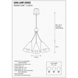 Luminosa Lighting Luminosa Sora Cluster Pendant Ceiling Light Orange 3X E27 - thumbnail 4