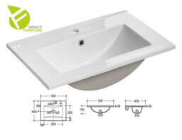 Impact Furniture Vanity Unit With Basin 500mm Bathroom Sink Cabinet With Drawers Wall Hung White Gloss Oak Compact Narrow Slim Aruba - thumbnail 6