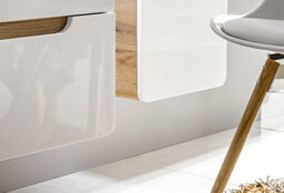 Impact Furniture Vanity Unit With Basin 500mm Bathroom Sink Cabinet With Drawers Wall Hung White Gloss Oak Compact Narrow Slim Aruba - thumbnail 7