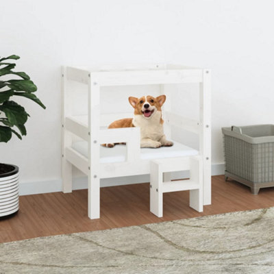 Berkfield Dog Bed White 55.5X53.5X60 Cm Solid Wood Pine - image 1