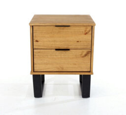 Core Products Texas 2 Drawer Bedside Cabinet - Antique Wax With Black Metal Skid Legs, H57.0Cm X W45.0Cm X D39.5 - thumbnail 4