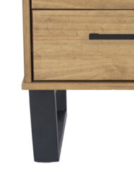 Core Products Texas 2 Drawer Bedside Cabinet - Antique Wax With Black Metal Skid Legs, H57.0Cm X W45.0Cm X D39.5 - thumbnail 5