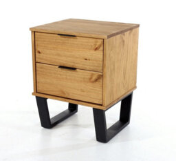 Core Products Texas 2 Drawer Bedside Cabinet - Antique Wax With Black Metal Skid Legs, H57.0Cm X W45.0Cm X D39.5 - thumbnail 3