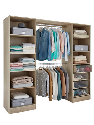 Qazar Matt Light Oak Effect Large Freestanding Wardrobe Storage Unit (H)2000mm (L)2200mm (W)2200mm (D)480mm - image 1