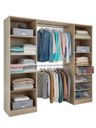 Qazar Matt Light Oak Effect Large Freestanding Wardrobe Storage Unit (H)2000mm (L)2200mm (W)2200mm (D)480mm - thumbnail 1
