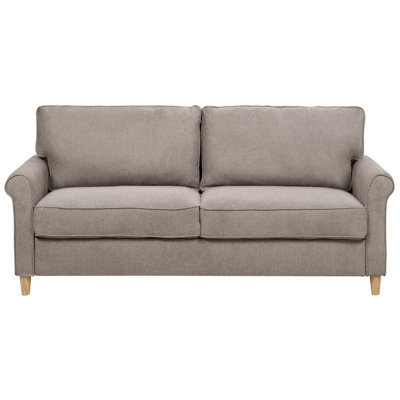 Beliani Sofa 3 Seater Ronneby Fabric Light Brown - image 1