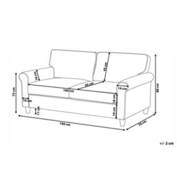 Beliani Sofa 3 Seater Ronneby Fabric Light Brown - thumbnail 3