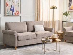 Beliani Sofa 3 Seater Ronneby Fabric Light Brown - thumbnail 2