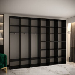 Arte Manhattan Iv Modern Black Spacious Hinged Door Wardrobe W3000mm H2370mm D470mm - 6 Doors, 30 Shelves - thumbnail 6