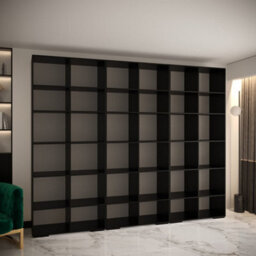 Arte Manhattan Iv Modern Black Spacious Hinged Door Wardrobe W3000mm H2370mm D470mm - 6 Doors, 30 Shelves - thumbnail 4