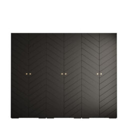 Arte Manhattan Iv Modern Black Spacious Hinged Door Wardrobe W3000mm H2370mm D470mm - 6 Doors, 30 Shelves - thumbnail 1