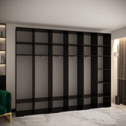 Arte Manhattan Iv Modern Black Spacious Hinged Door Wardrobe W3000mm H2370mm D470mm - 6 Doors, 30 Shelves - thumbnail 7