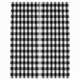 "Smart Living Gingham Check Curtains Pair With Tie Backs - Classic Checked Print- Black - 66""x72""" - thumbnail 3