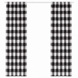 "Smart Living Gingham Check Curtains Pair With Tie Backs - Classic Checked Print- Black - 66""x72""" - thumbnail 4