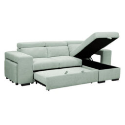 Home Detail Azalea Sofa With Chaise And Pull-Out Sofa Bed, Mint Green Cord - thumbnail 4