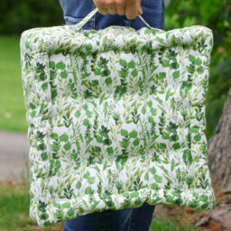Dibor Set Of 2 Green Leaf Print Indoor Dining Chair Seat Pad Box Cushions - thumbnail 3