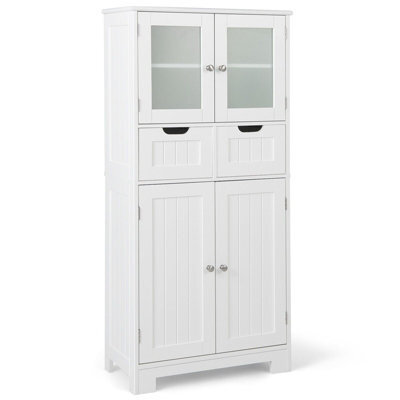 Gainoom Bathroom White Storage Cabinet Tall Freestanding Floor Wood Cabinet Storage Organizer - image 1