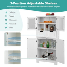 Gainoom Bathroom White Storage Cabinet Tall Freestanding Floor Wood Cabinet Storage Organizer - thumbnail 8