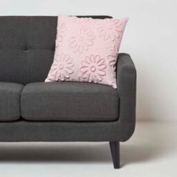 Homescapes Floral Daisy Lilac Tufted Cotton Cushion 45 X 45 Cm - thumbnail 2