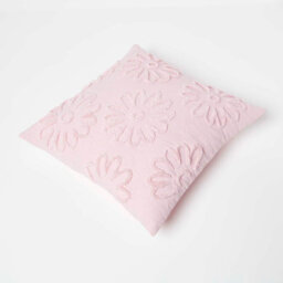 Homescapes Floral Daisy Lilac Tufted Cotton Cushion 45 X 45 Cm - thumbnail 5