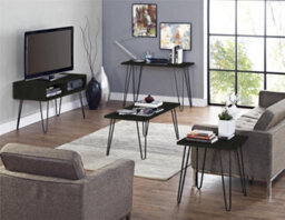 Dorel Owen Retro Tv-Stand With 2 Shelves Black Oak - thumbnail 6