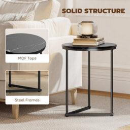 Wyld Haus Tolira 2-Piece Black Marble-Effect Nesting Tables, Mdf Tops With Hairpin Legs - thumbnail 6