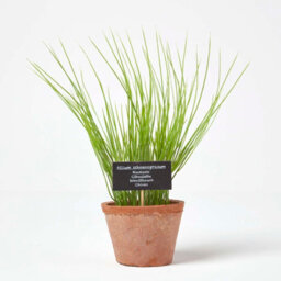 Homescapes Artificial Green Handcrafted Chive Plant In Decorative Pot, 28 X 10 Cm - thumbnail 1