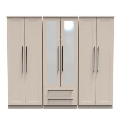 Howard Tall 6 Door 2 Drawer 2 Mirror Wardrobe In Kashmir Matt (Ready Assembled) - image 1