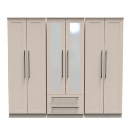 Howard Tall 6 Door 2 Drawer 2 Mirror Wardrobe In Kashmir Matt (Ready Assembled) - thumbnail 1