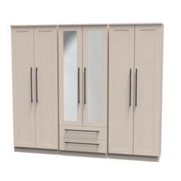 Howard Tall 6 Door 2 Drawer 2 Mirror Wardrobe In Kashmir Matt (Ready Assembled) - thumbnail 3