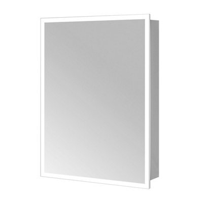 Plum&clay Azure Led Illuminated Silver Single Mirrored Wall Cabinet (H)700mm (W)500mm - image 1