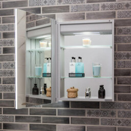 Plum&clay Azure Led Illuminated Silver Single Mirrored Wall Cabinet (H)700mm (W)500mm - thumbnail 3