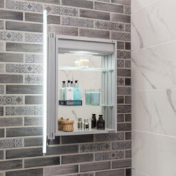 Plum&clay Azure Led Illuminated Silver Single Mirrored Wall Cabinet (H)700mm (W)500mm - thumbnail 4