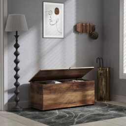 Homcom Storage Chest With Lid, 113L Storage Box, Brown Wood Grain - thumbnail 7