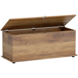 Homcom Storage Chest With Lid, 113L Storage Box, Brown Wood Grain - thumbnail 2