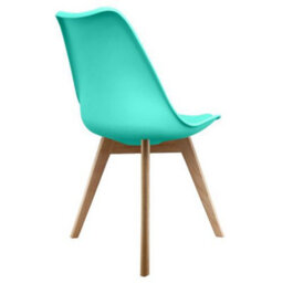 Fusion Living Soho  Aqua Plastic Dining Chair With Squared Light Wood Legs - thumbnail 5